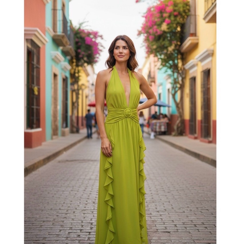 Fashion Nova Lime Green Maxi Dress
